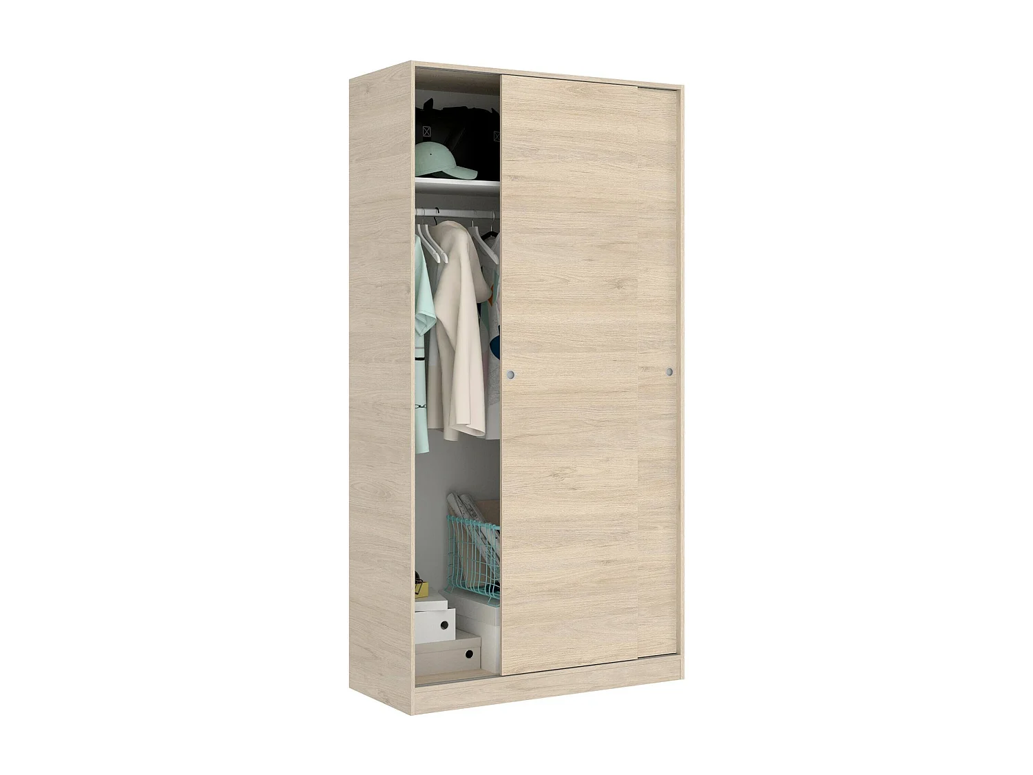 Guardaroba 2 Ante Abigale, Appendiabiti, 50x204h cm Marrone Rovere, Armadio Camera da Letto