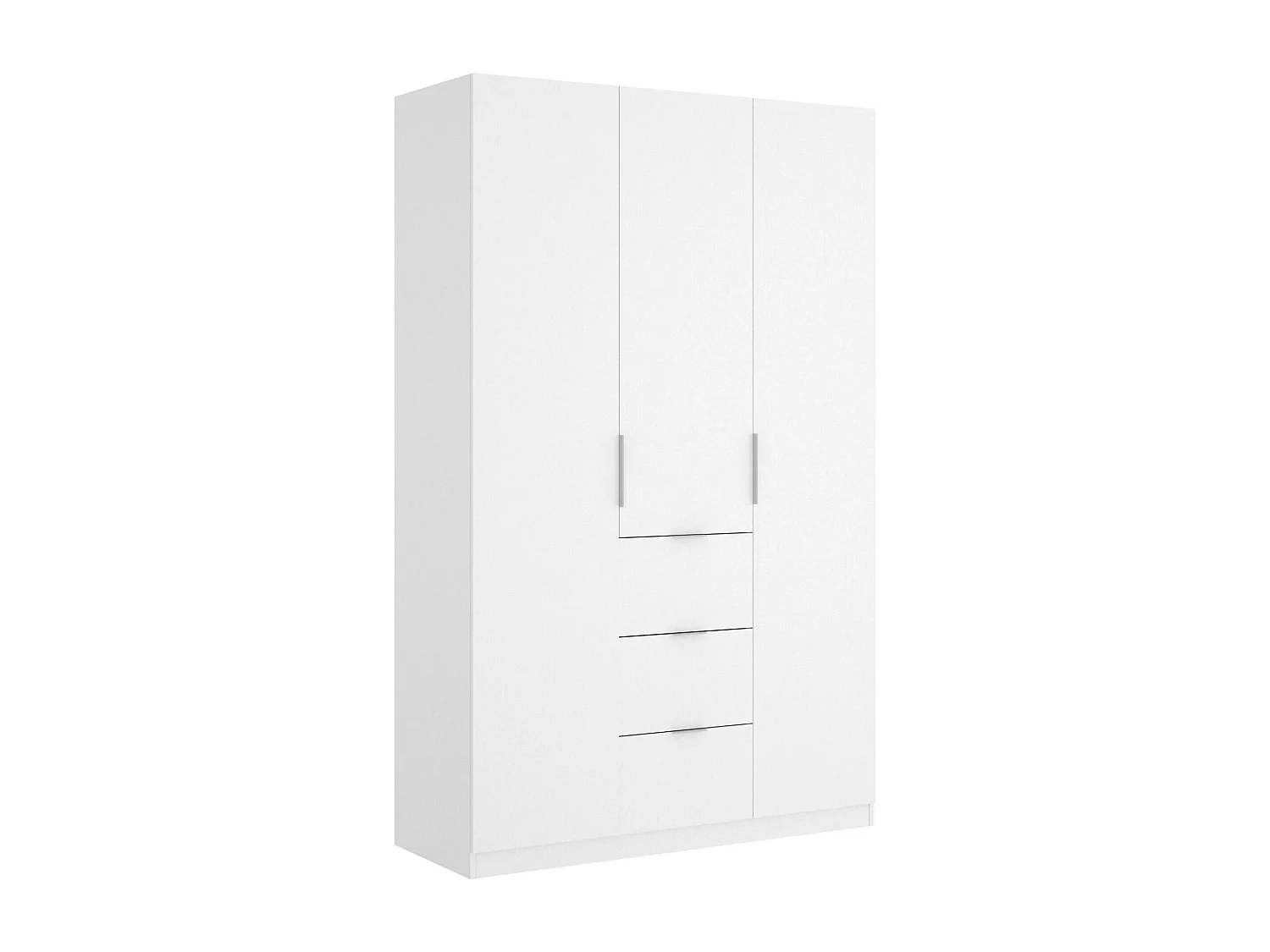 Dmora - Guardaroba 3 ante Anabela, 135x52h204 cm, Bianco lucido