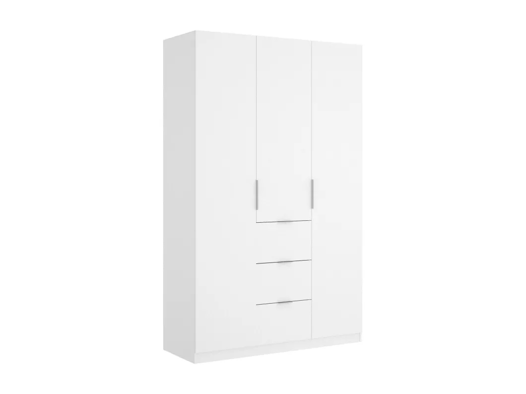 Kauf Unique Kleiderschrank Dcurt, Garderobe für Schlafzimmer, Kleiderschrank mit 3 Flügeltüren und 3 Schubladen, 135x52h204 cm, Weiß