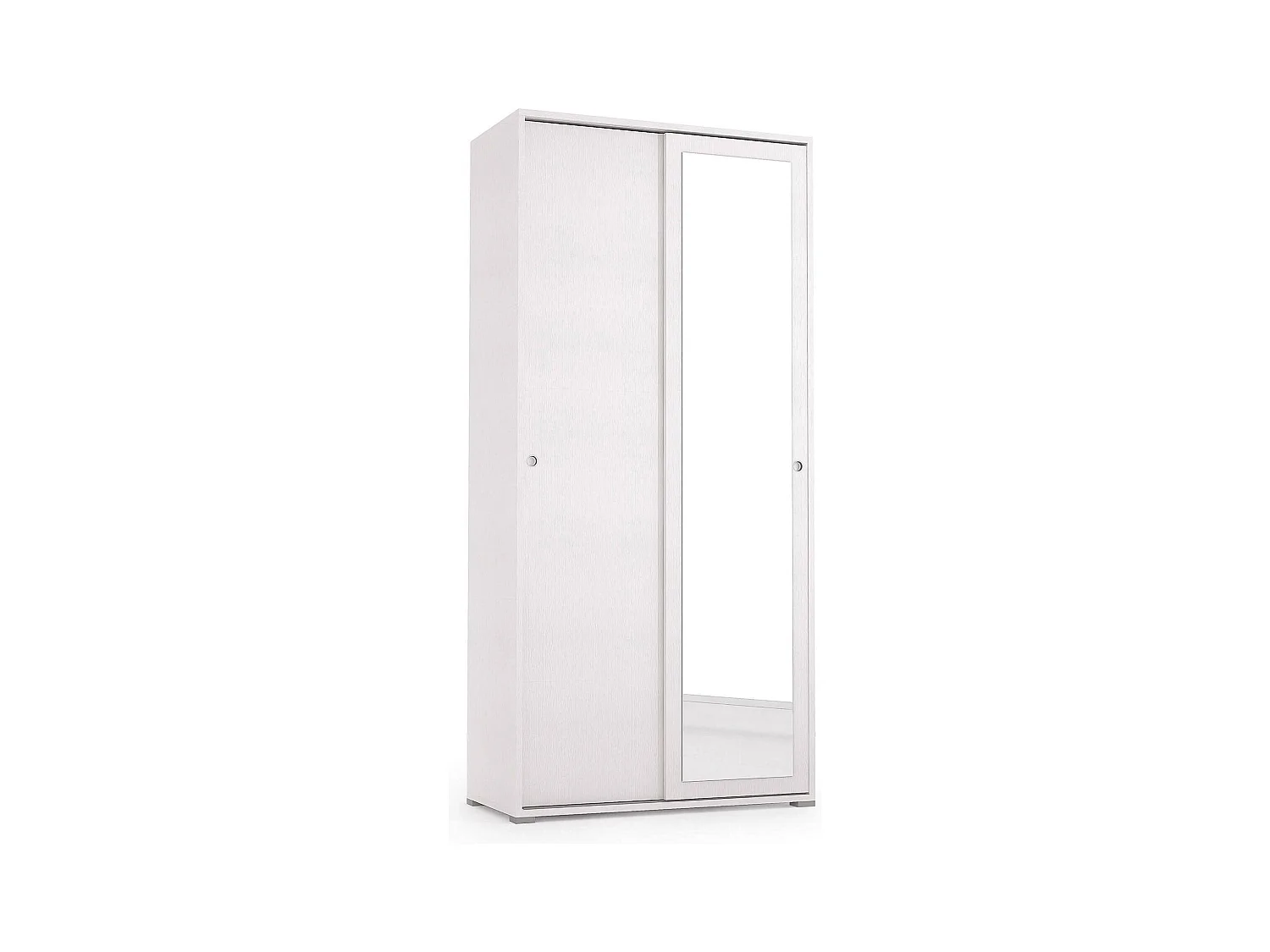 Armoire Dmontic, Armoire avec 2 portes coulissantes et miroir, Armoire avec tringle à vêtements et étagères, 100% Made in Italy, 90x45h195 cm, Blanc