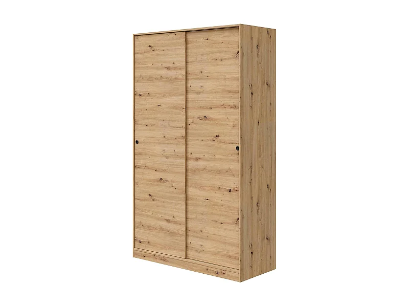 Armario Dnoce, Armario de dormitorio con 2 puertas correderas, Unidad con 4 estantes y barra para ropa, 120x50h200 cm, Roble Nudos