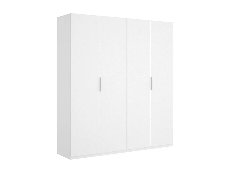 Kleiderschrank Dmaehl, Garderobe für Schlafzimmer, Kleiderschrank mit 4 Flügeltüren, 180x52h204 cm, Weiß