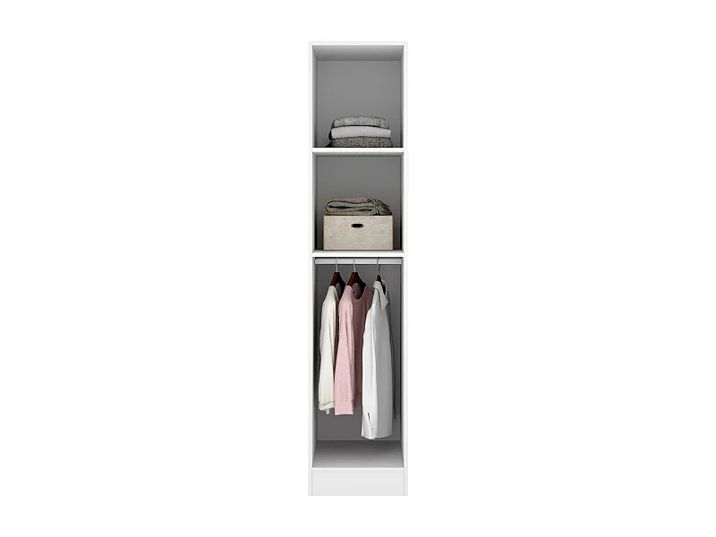 Armoire Dbusat, Cintre pour chambre à coucher, Armoire avec 1 porte simple, 41x52h184 cm, Blanc