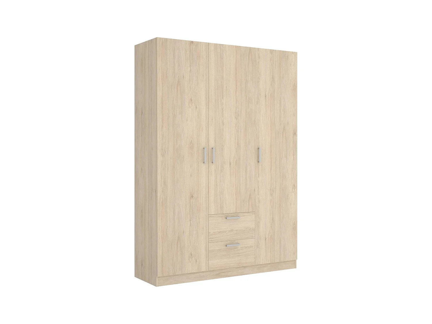 Dacca kledingkast, Kledinghanger voor slaapkamer, Kledingkast met 3 draaideuren en 2 laden, 150x52h215 cm, Eiken