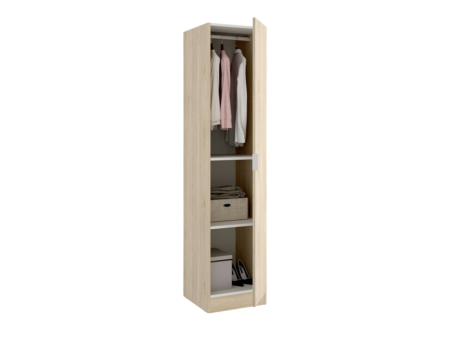Armoire Dbusat, Cintre pour chambre à coucher, Armoire avec 1 porte simple, 41x52h184 cm, Chêne