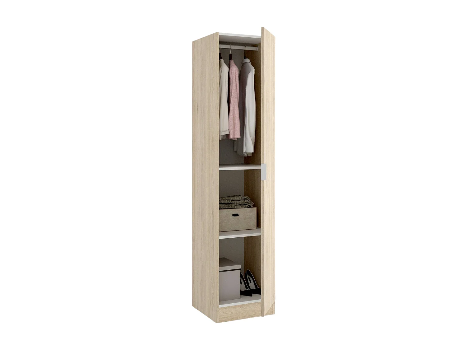Armario Dbusat, Percha para dormitorio, Armario con 1 puerta simple, 41x52h184 cm, Roble