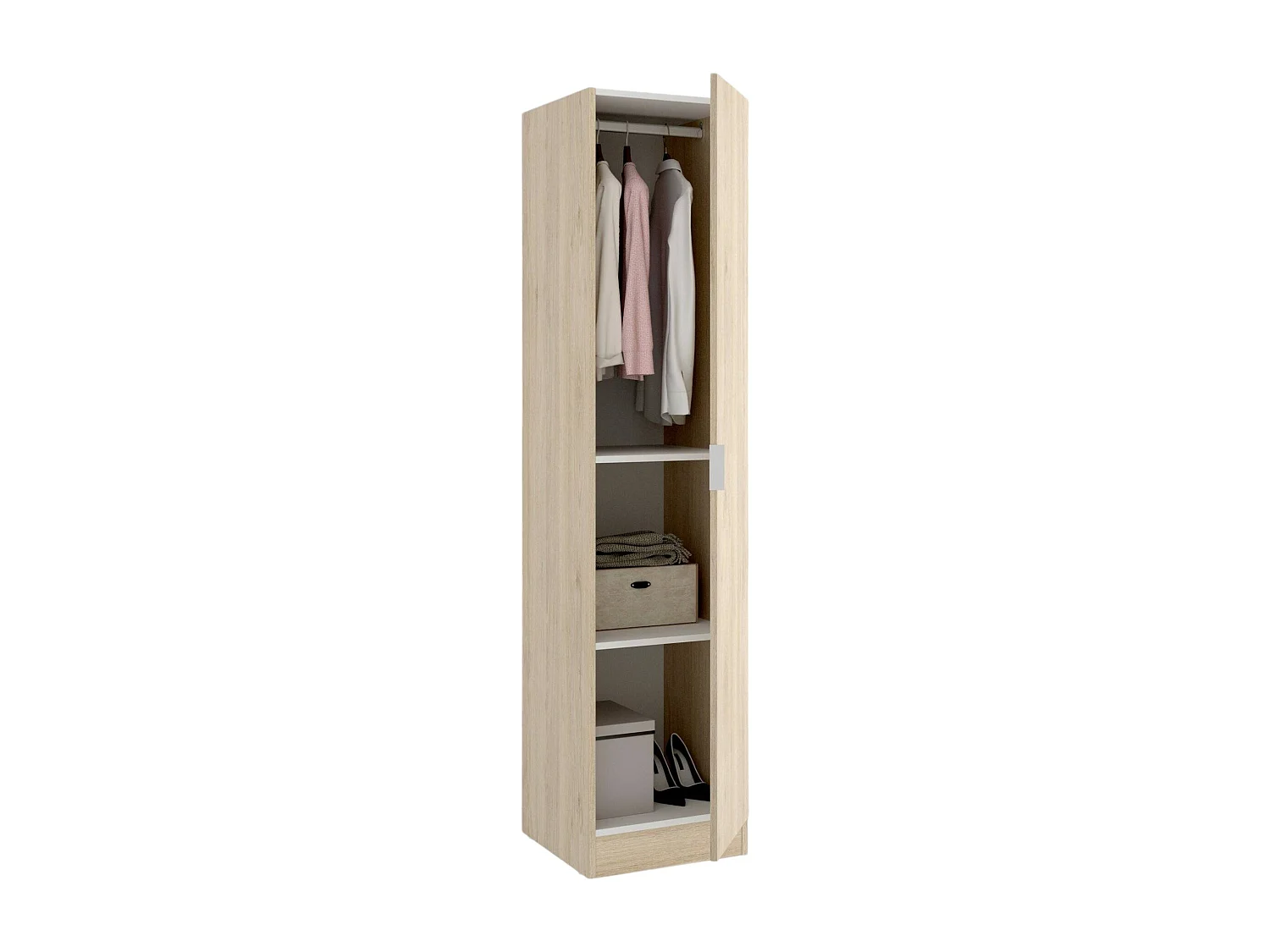 Armoire Dbusat, Cintre pour chambre à coucher, Armoire avec 1 porte simple, 41x52h184 cm, Chêne