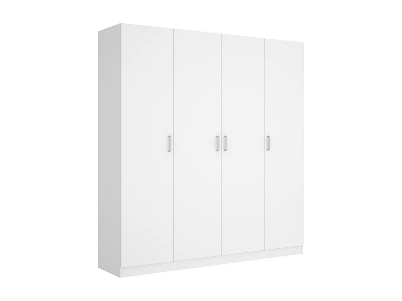 Kledingkast Danna, Kledinghanger voor slaapkamer, Kledingkast met 4 draaideuren, 200x52h215 cm, Wit