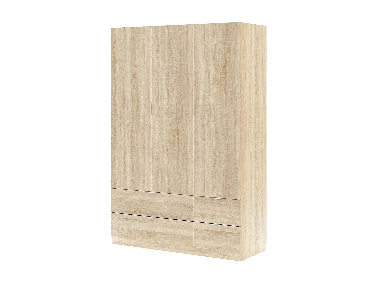 Armoire Dob, Armoire de chambre avec 3 portes et 2 tiroirs, Armoire à vêtements, 135x52h200 cm, Chêne