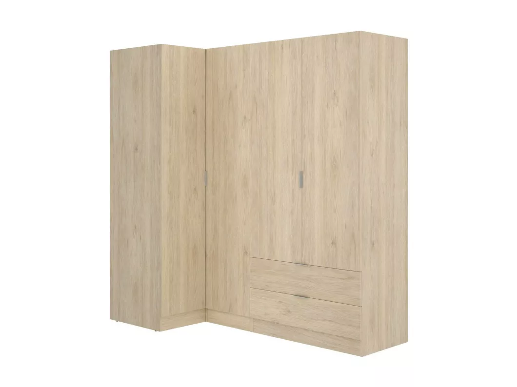 Kauf Unique Kleiderschrank Dmellin, Eckmöbel für Schlafzimmer, Eckschrank mit 4 Flügeltüren, 174x91h184 cm, Eiche