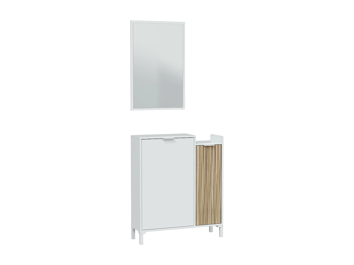 Meuble d'entrée, meuble de rangement coloris chêne canadien, naturel   - longueur 77 x hauteur 91 x profondeur  24 cm