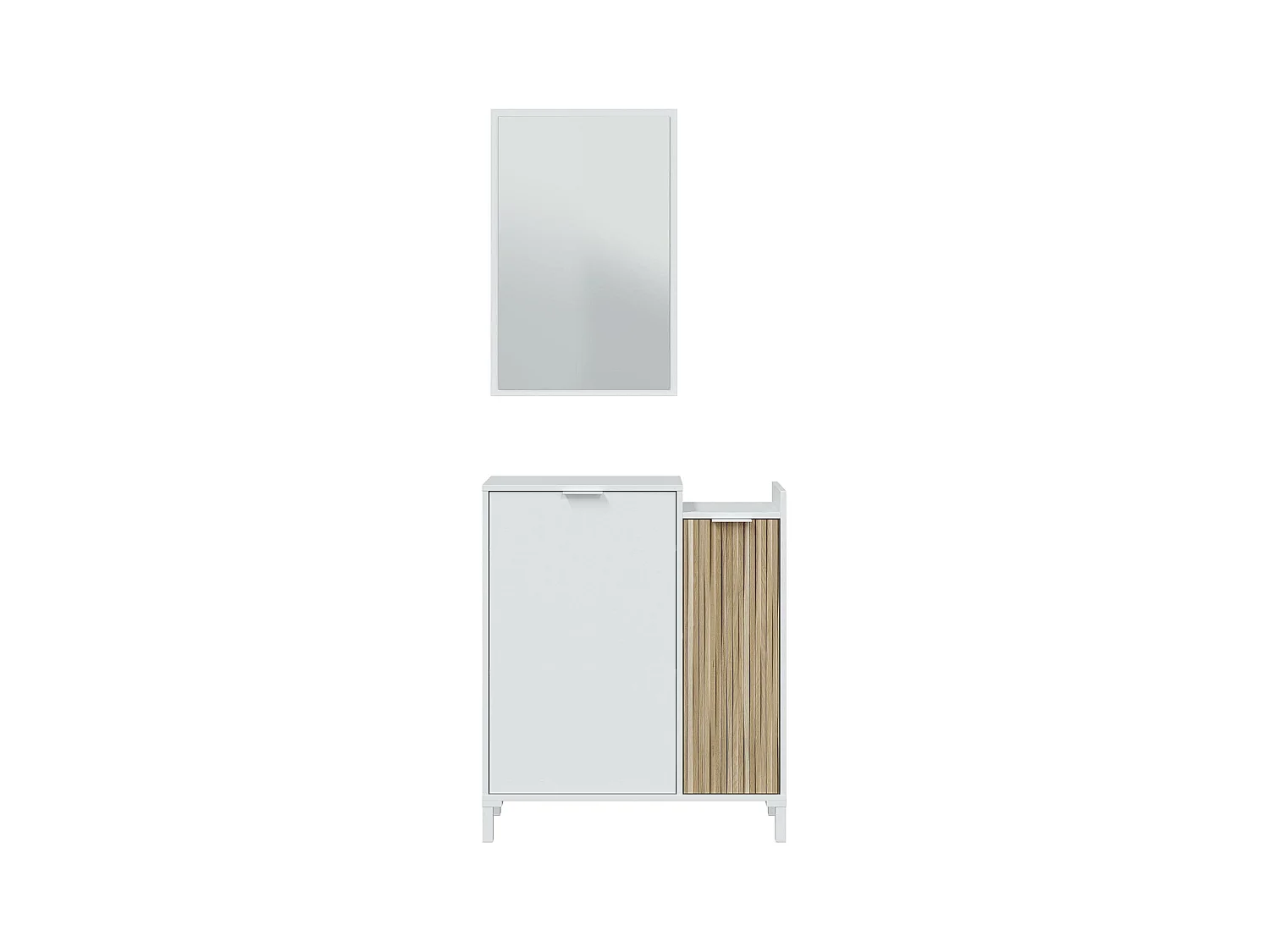 Meuble d'entrée, meuble de rangement coloris chêne canadien, naturel   - longueur 77 x hauteur 91 x profondeur  24 cm