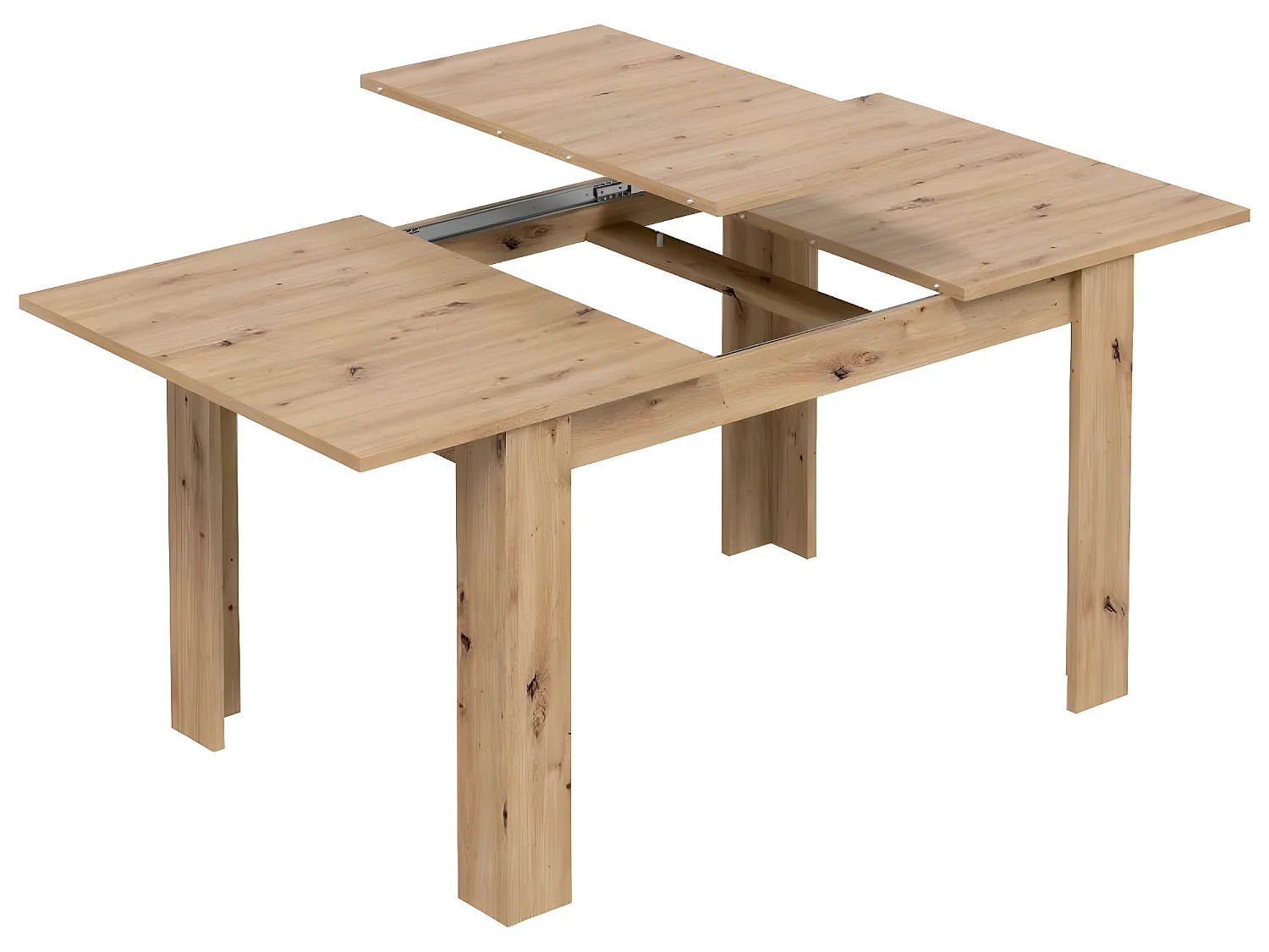 Table à manger extensible coloris chêne nordique - longueur 140-190 x hauteur 78 x profondeur 90 cm
