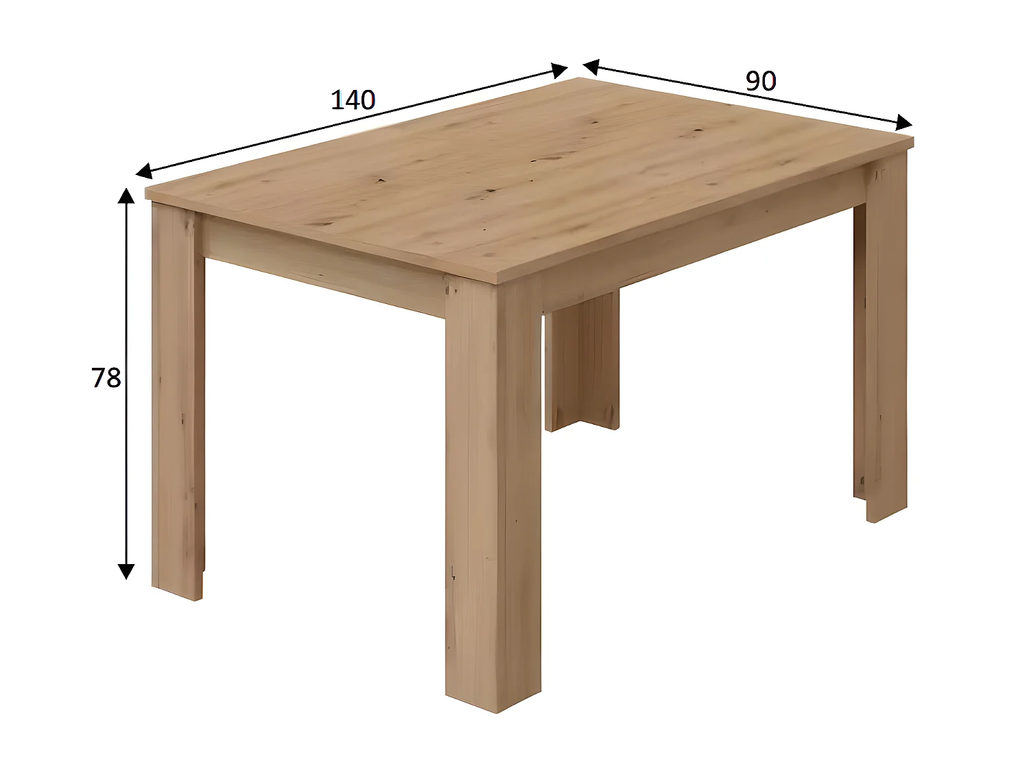 Table à manger extensible coloris chêne nordique - longueur 140-190 x hauteur 78 x profondeur 90 cm