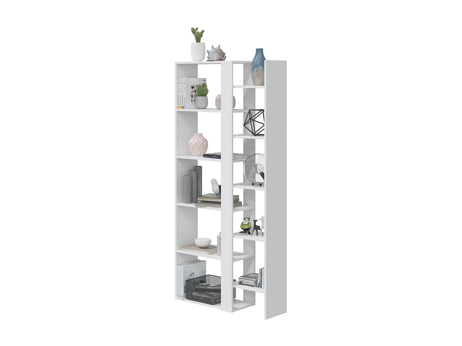 Bibliothèque, étagère coloris Blanc artic  - longueur 78 x hauteur 162 x profondeur 25 cm