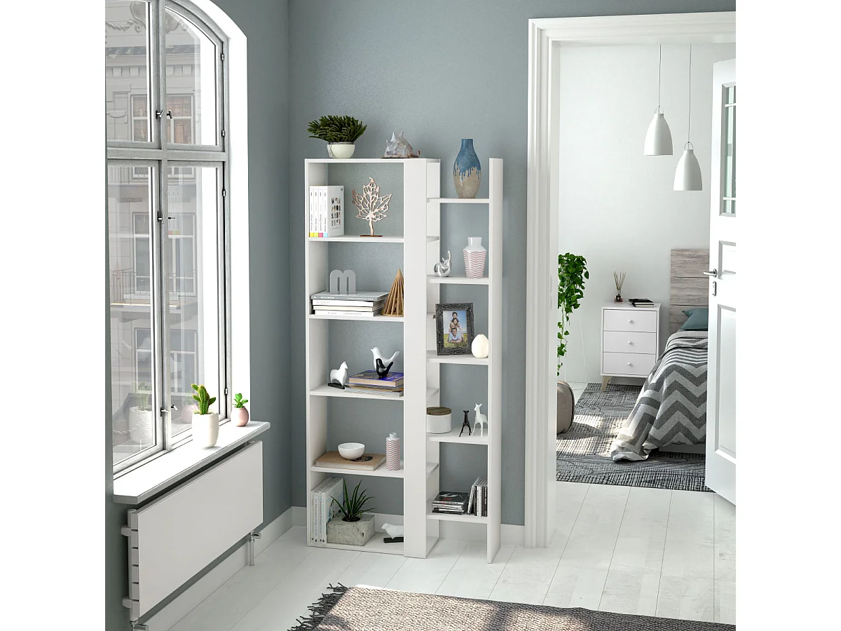Bibliothèque, étagère coloris Blanc artic  - longueur 78 x hauteur 162 x profondeur 25 cm