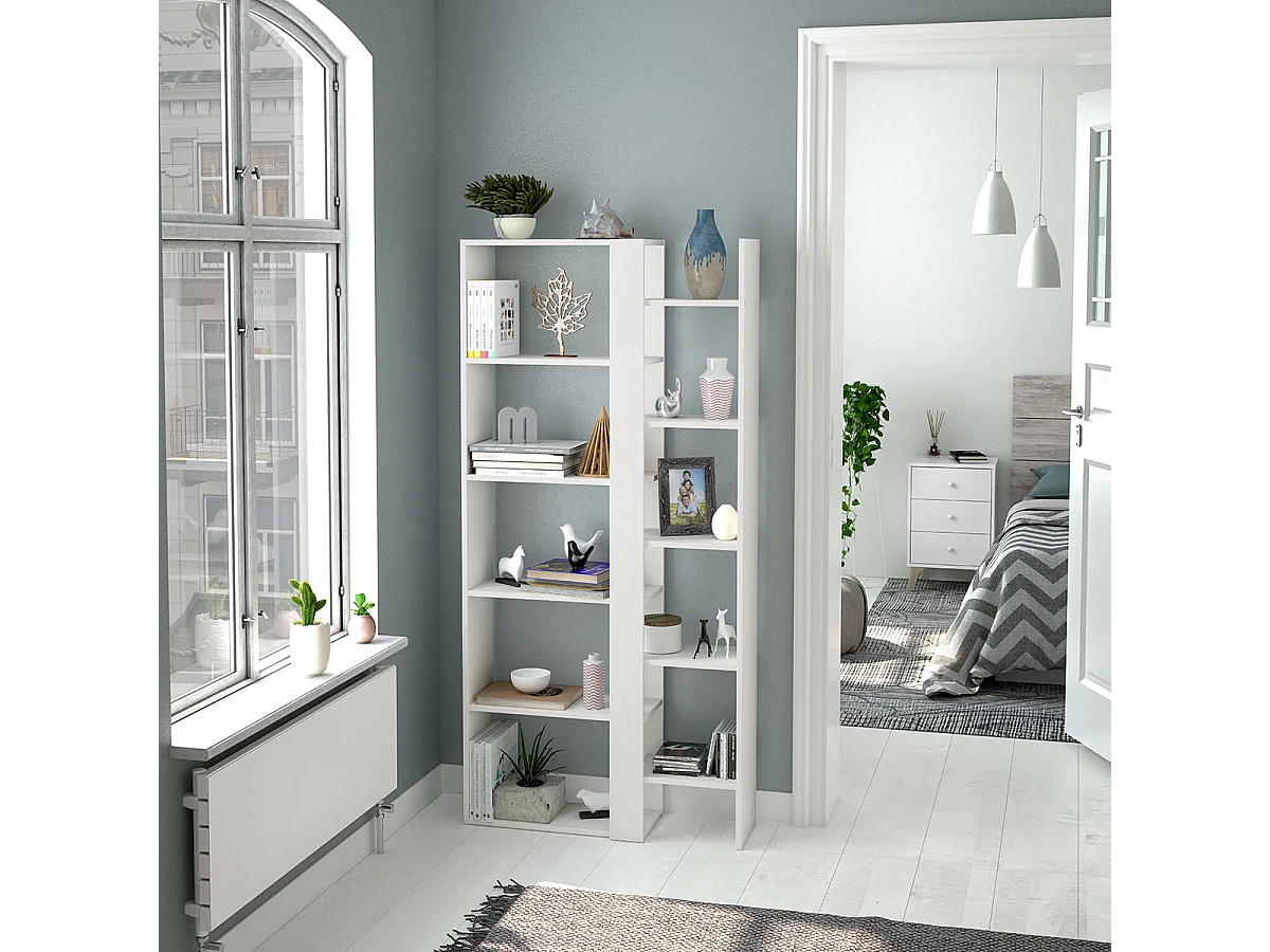 Bibliothèque, étagère coloris Blanc artic  - longueur 78 x hauteur 162 x profondeur 25 cm