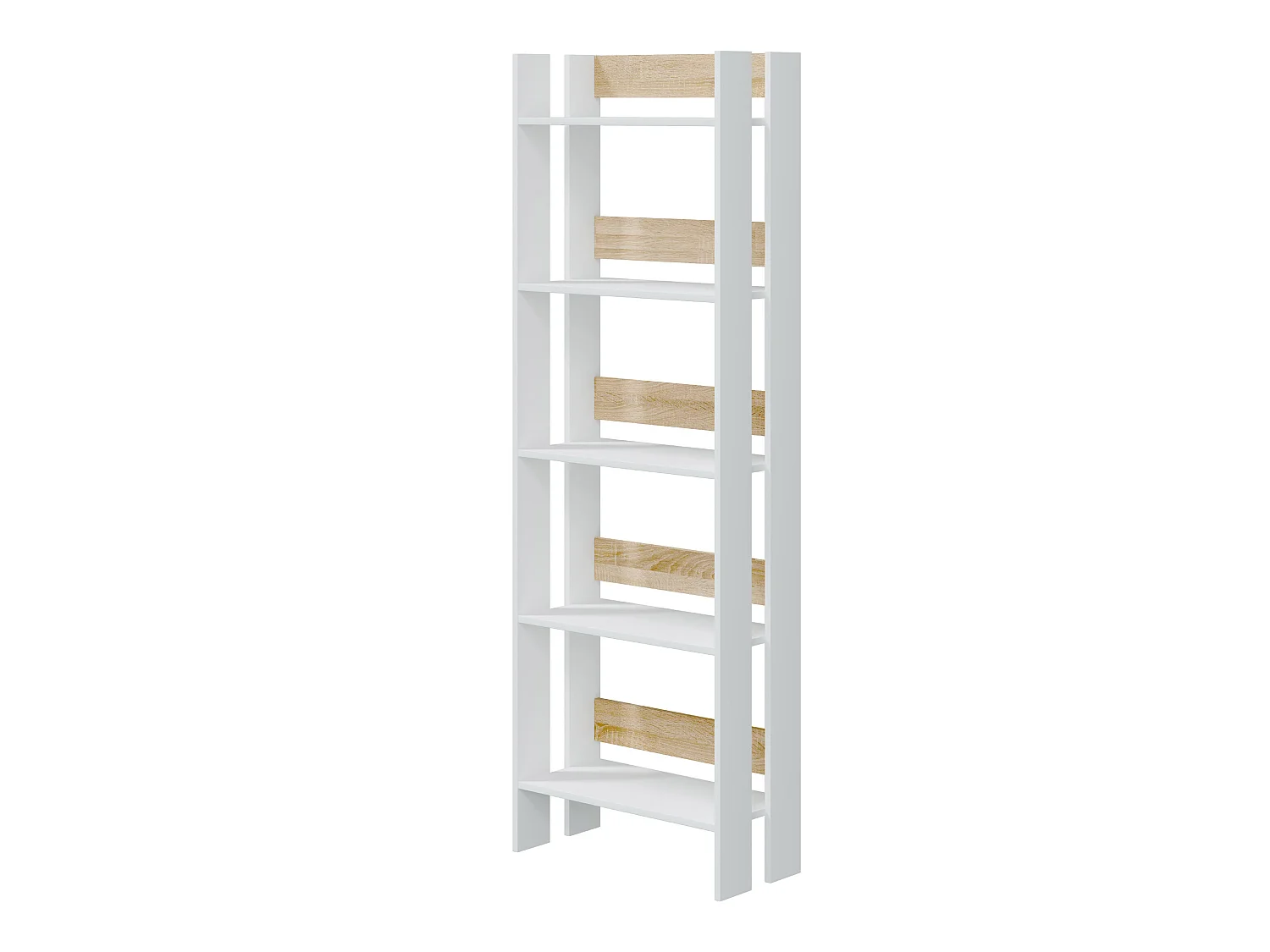 Etagère de rangement coloris chêne canadien, blanc artic - longueur 57 x hauteur 170 x profondeur 27 cm
