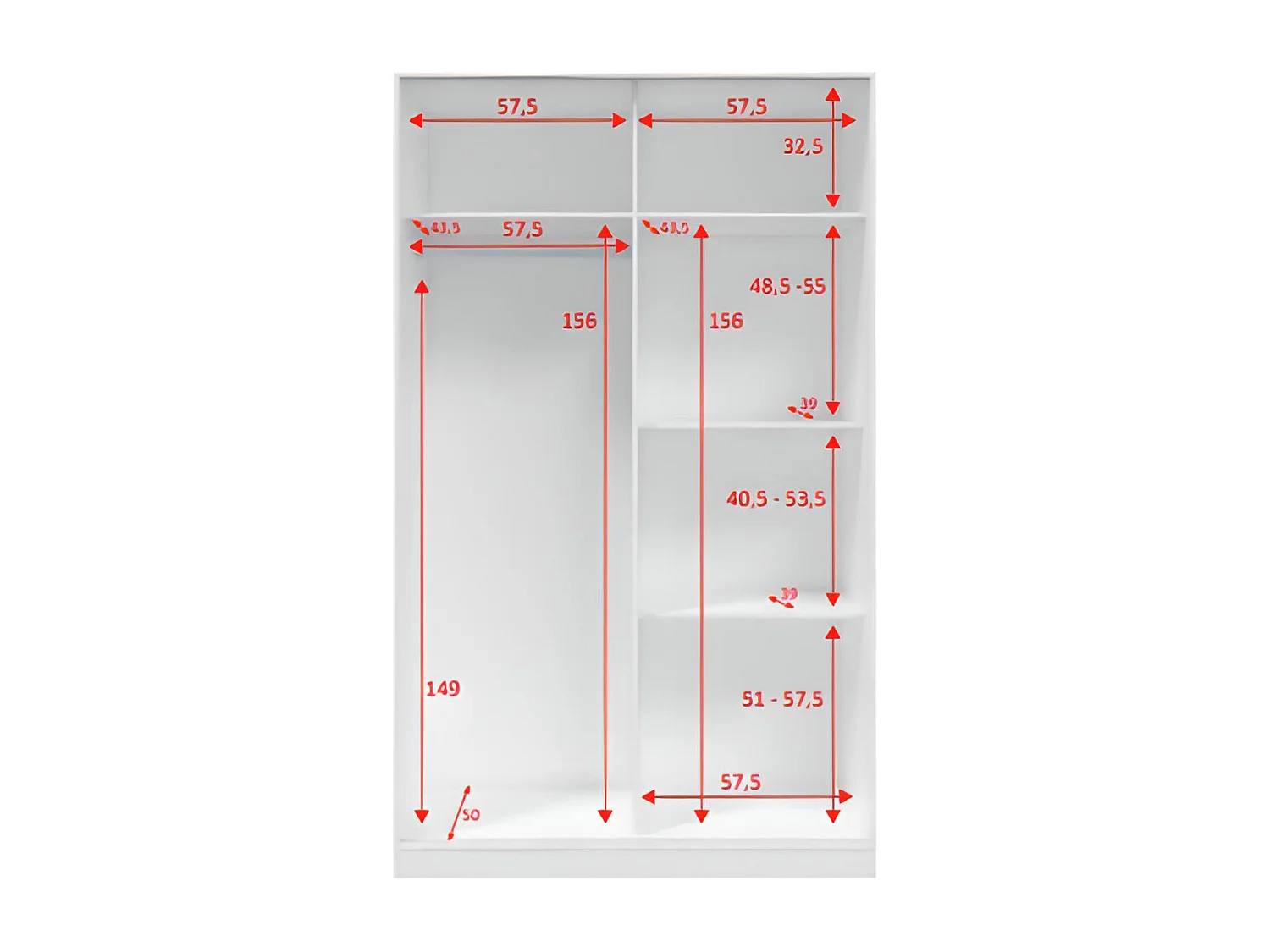 Armoire, placard avec 2 portes coloris blanc artic, ciment  -  longueur 120 x hauteur 200 x profondeur 50 cm