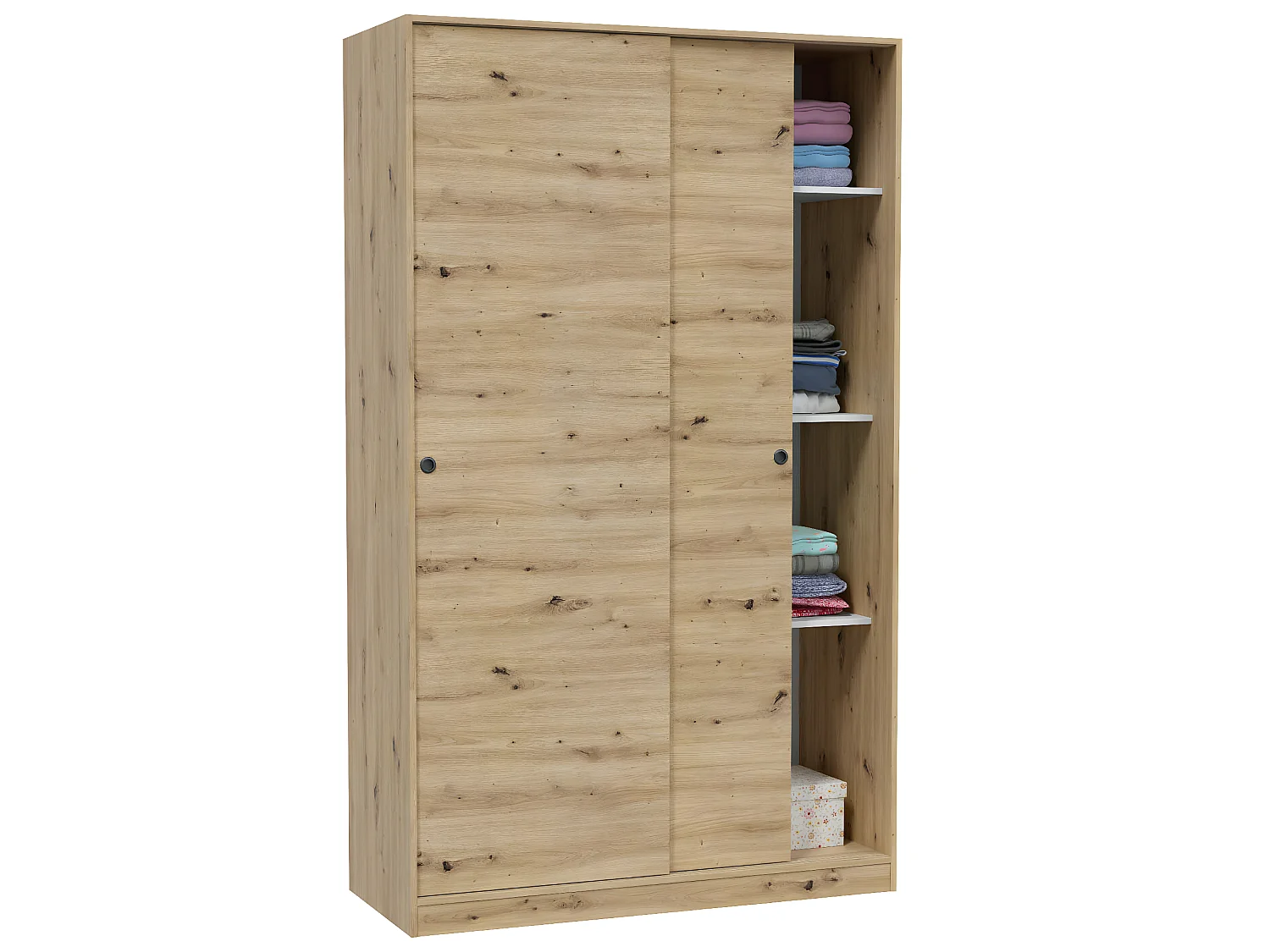 Armoire, placard  avec 2 portes coulissantes coloris chêne nordique  -  longueur 120 x hauteur 200 x profondeur 50 cm