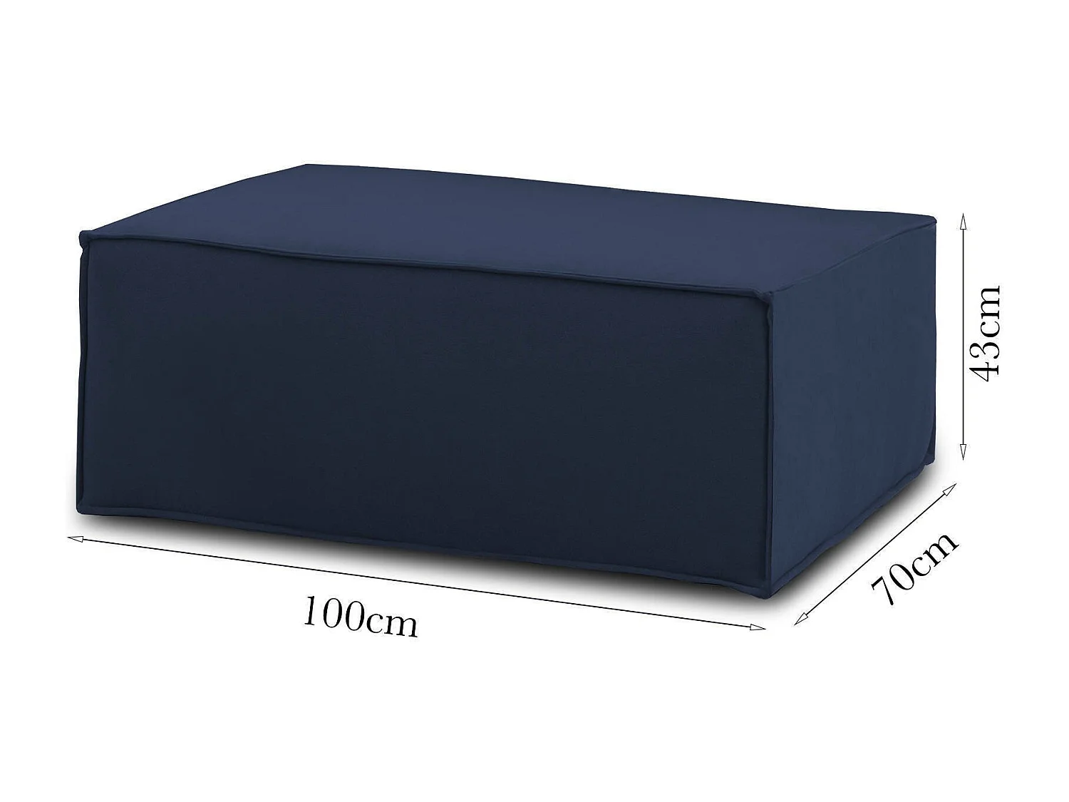 Puff Dabdella, Ottomane im Wohnzimmer, 100% Made in Italy, Relaxsessel aus gepolstertem Stoff, Cm 100x70h43, Blau