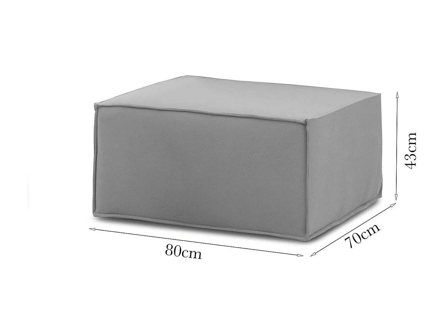 Pouf Dpancar, Pouf de salon, Fauteuil relaxant en tissu rembourré, 100% Made in Italy, 80x70h43 cm, Gris