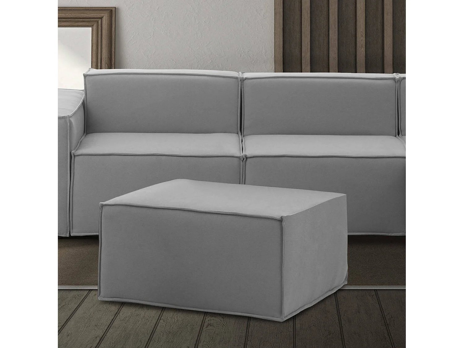 Pouf Avolasca, Sfoderabile Made in Italy, 70x80x43h cm Grigio