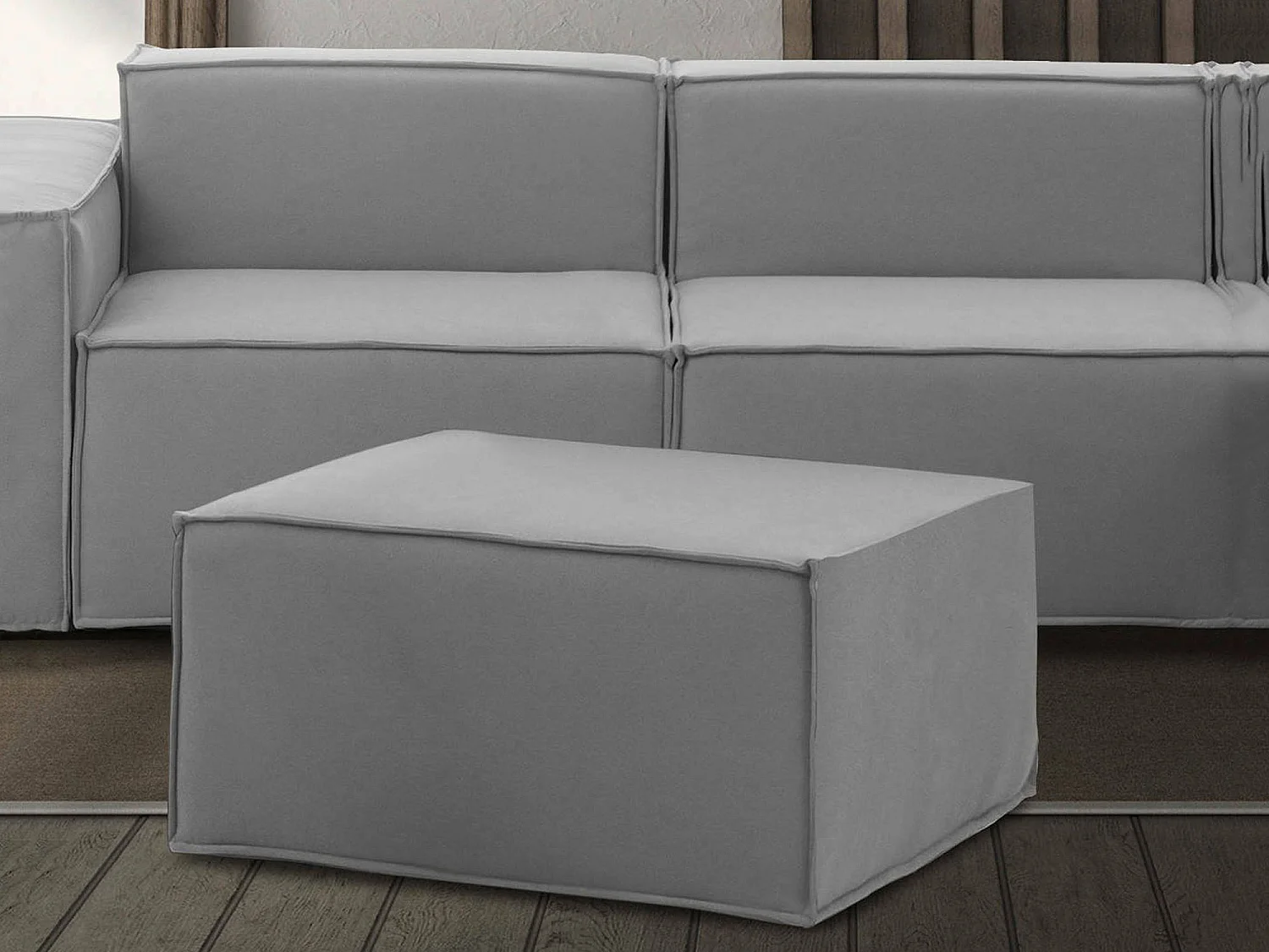 Pouf Dpancar, Pouf de salon, Fauteuil relaxant en tissu rembourré, 100% Made in Italy, 80x70h43 cm, Gris