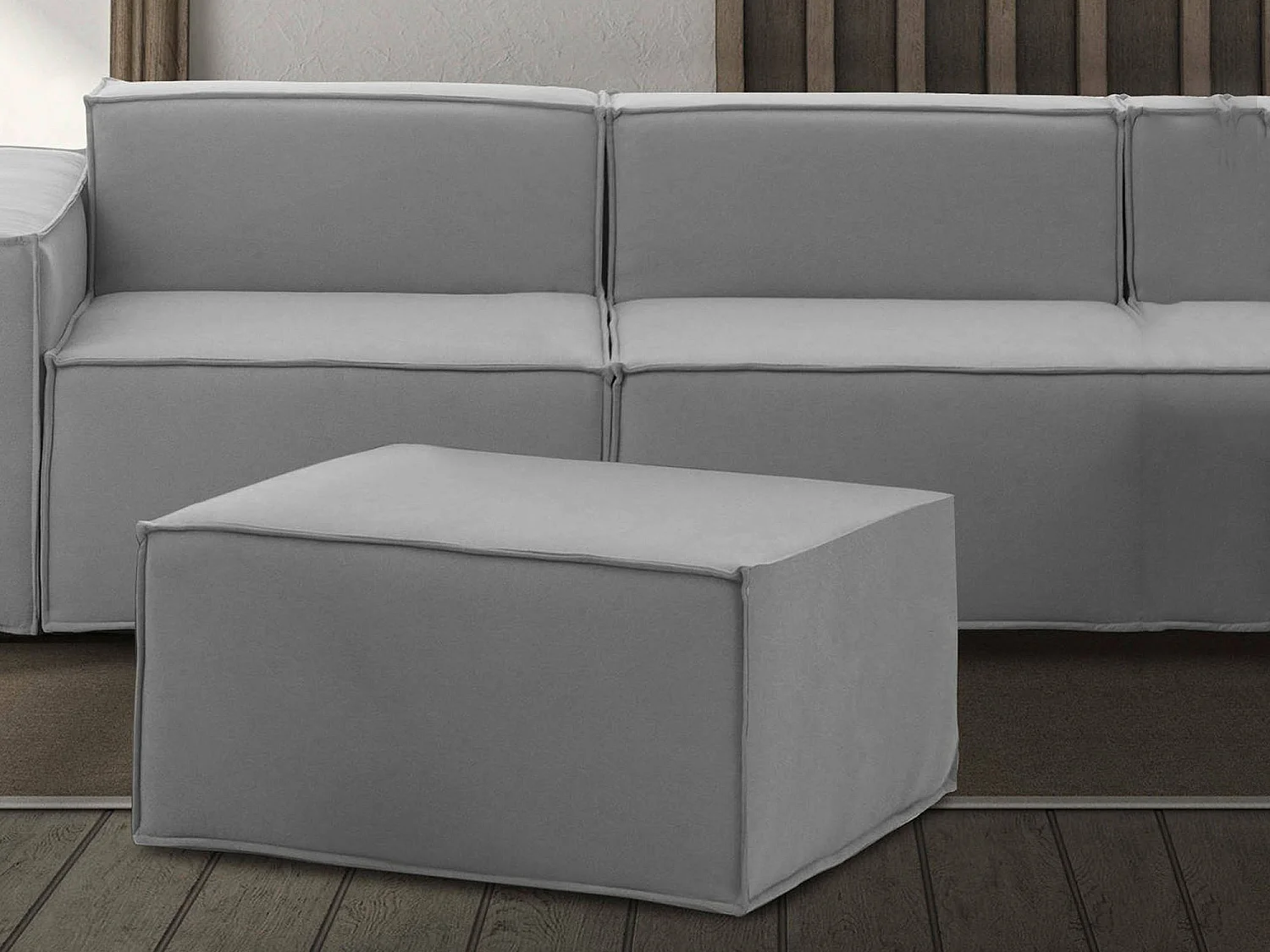 Pufe Dpancar, Pufe de sala, 100% Fabricado na Itália, Poltrona relaxante em tecido acolchoado, 80x70h43 cm, Cinza