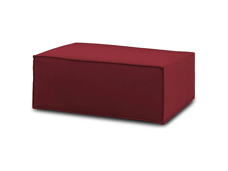 Puff Dabdella, Ottomane im Wohnzimmer, 100% Made in Italy, Relaxsessel aus gepolstertem Stoff, Cm 100x70h43, Rot