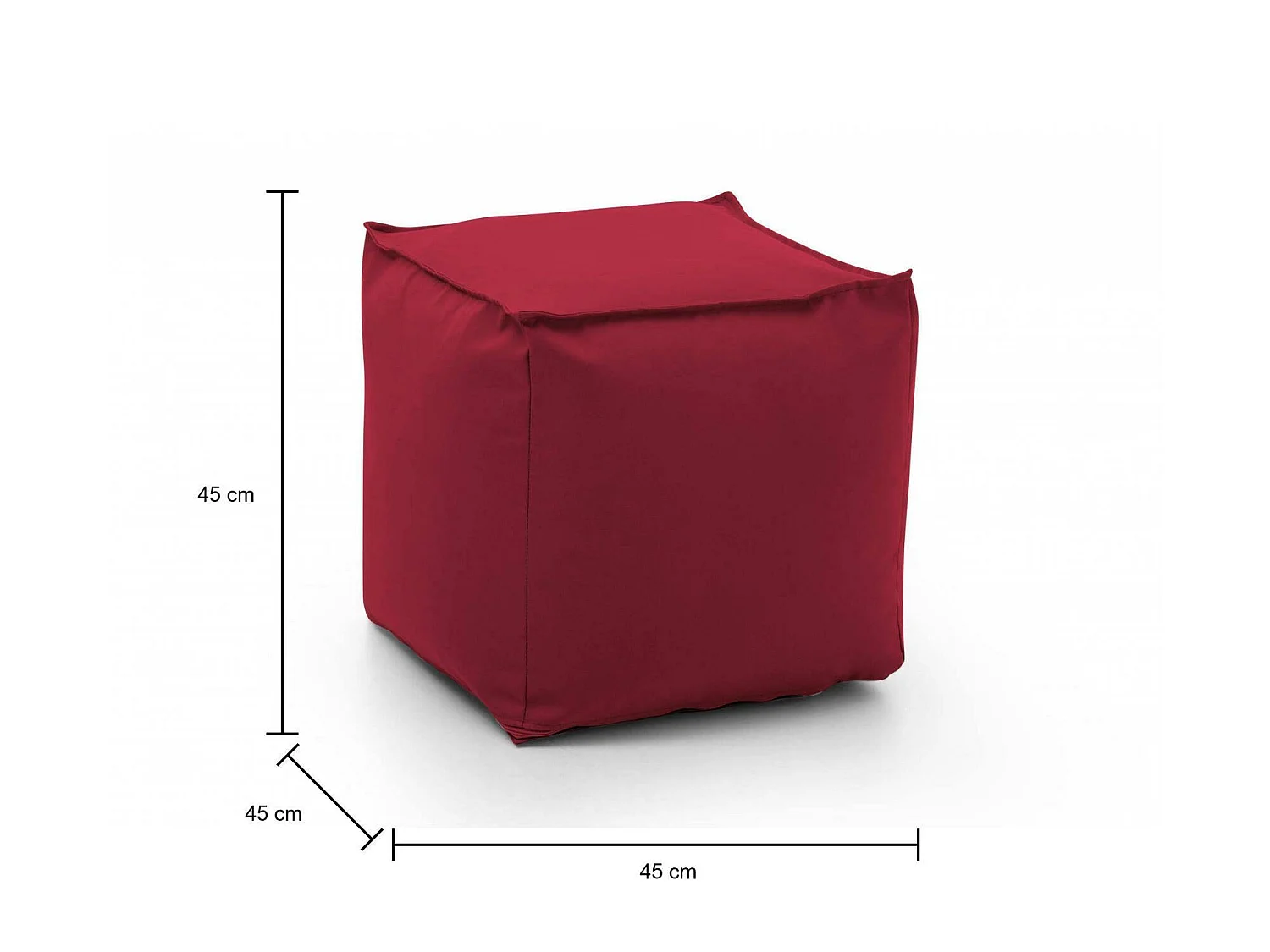 Dabbey poef, Multifunctionele poef, 100% Made in Italy, Ontspannende fauteuil in gewatteerde stof, 45x45h45 cm, Rood