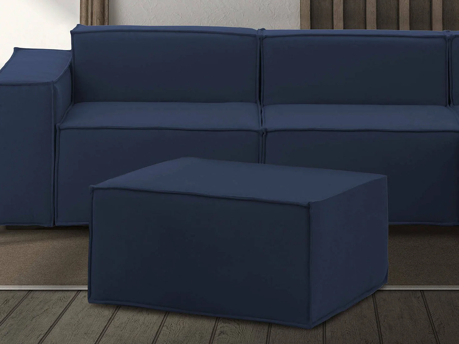 Pouf Dpancar, Pouf de salon, Fauteuil relaxant en tissu rembourré, 100% Made in Italy, 80x70h43 cm, Bleu