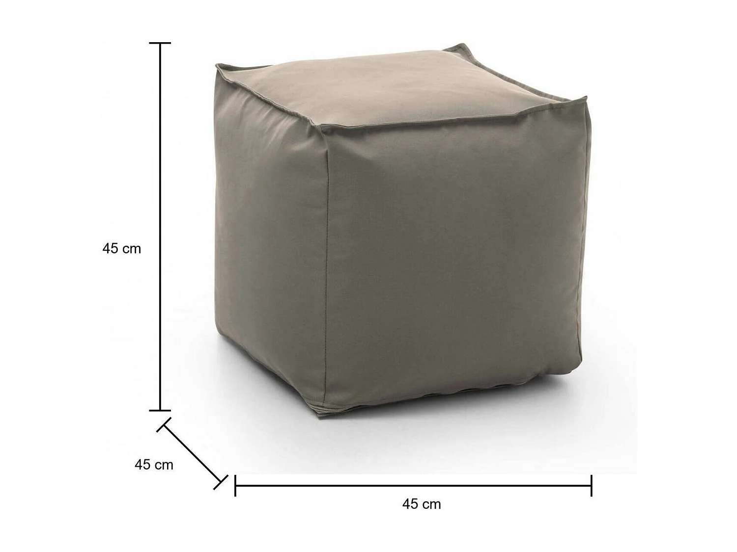 Pouf Dabbey, Pouf multifonctionnel, Fauteuil relaxant en tissu rembourré, 100% Made in Italy, 45x45h45 cm, Taupe