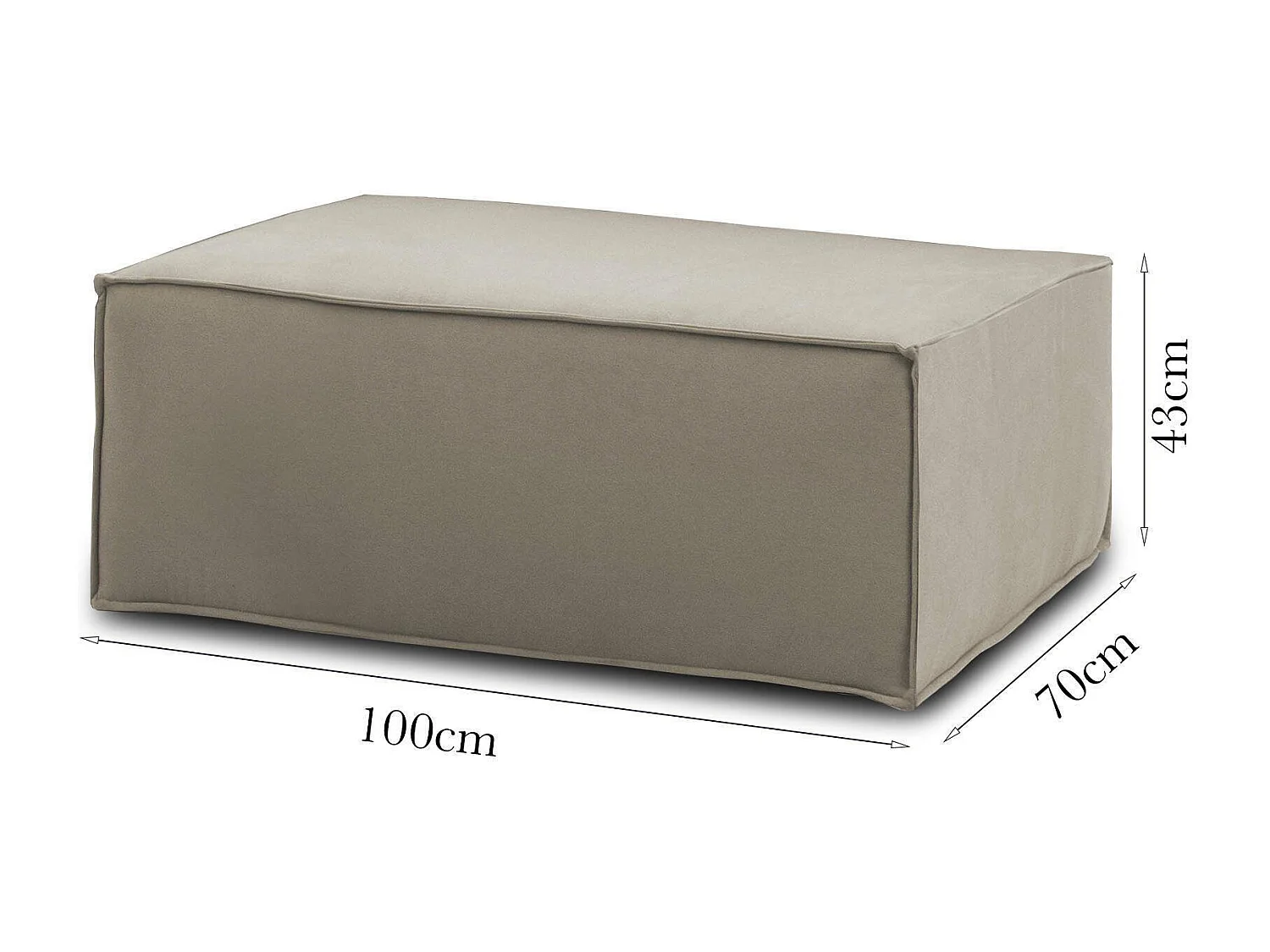 Dabdella poef, Woonkamerpoef, 100% Made in Italy, Ontspannende fauteuil in gewatteerde stof, 100x70h43 cm, Dove grijs