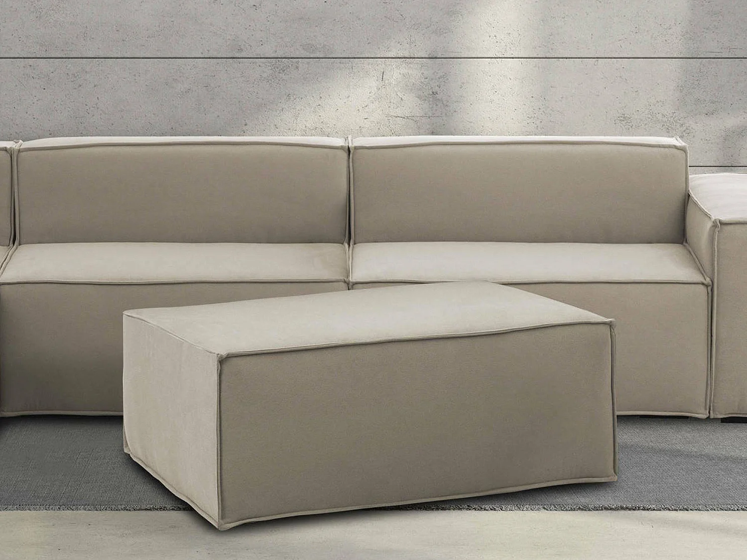 Pouf Dabdella, Pouf de salon, Fauteuil relaxant en tissu rembourré, 100% Made in Italy, 100x70h43 cm, Taupe