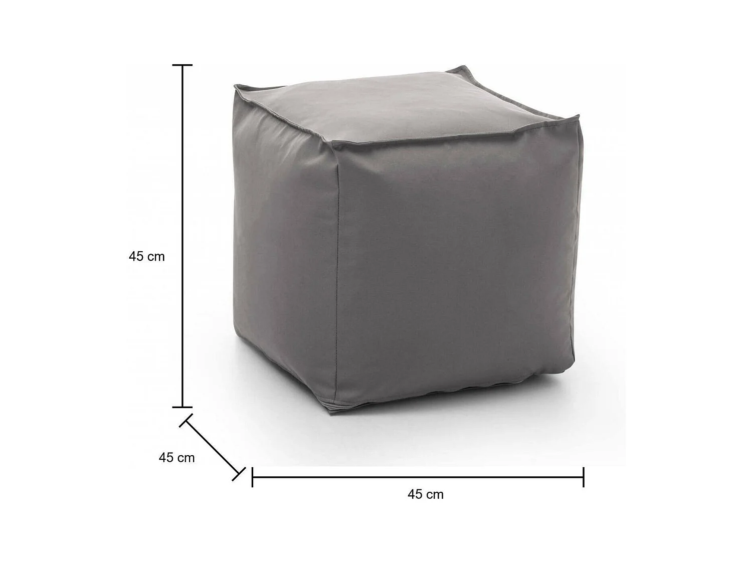 Pouf Dabbey, Pouf multifonctionnel, Fauteuil relaxant en tissu rembourré, 100% Made in Italy, 45x45h45 cm, Gris