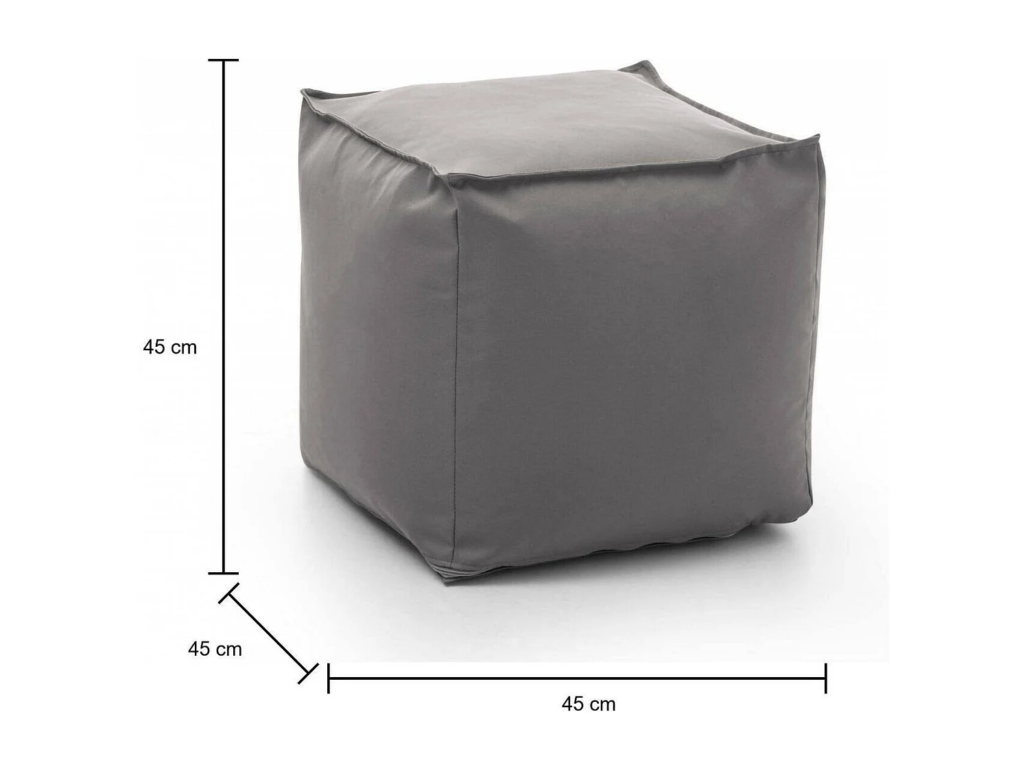 Pouf Dabbey, Pouf multifonctionnel, Fauteuil relaxant en tissu rembourré, 100% Made in Italy, 45x45h45 cm, Gris