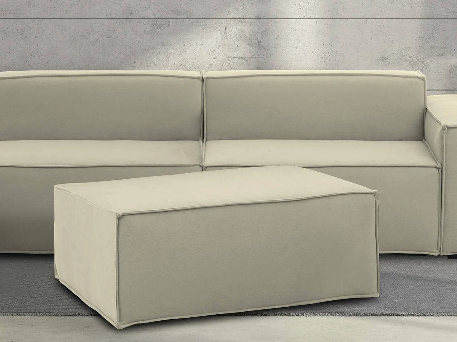 Pouf Dabdella, Pouf de salon, Fauteuil relaxant en tissu rembourré, 100% Made in Italy, 100x70h43 cm, Beige