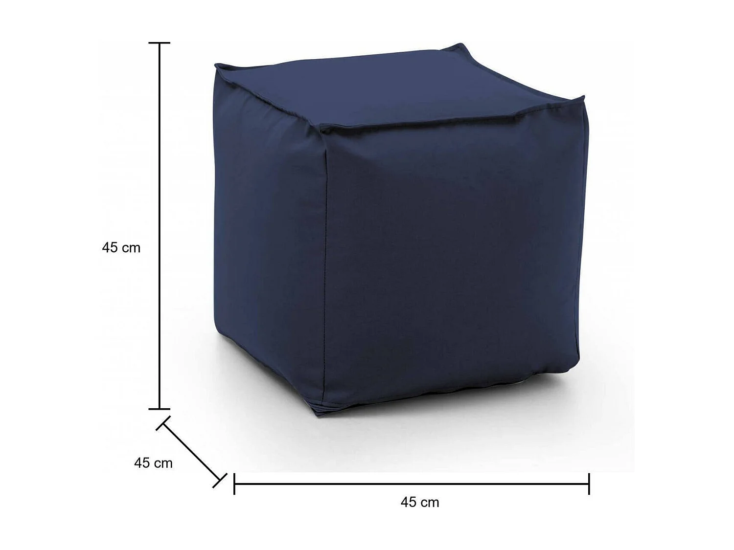 Dabbey poef, Multifunctionele poef, 100% Made in Italy, Relaxfauteuil in gewatteerde stof, 45x45h45 cm, Blauw