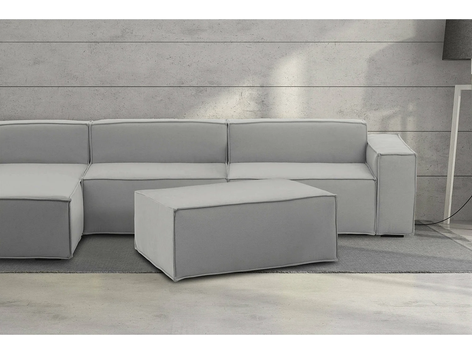 Dabdella Poef, Woonkamerpoef, 100% Made in Italy, Ontspannende fauteuil in gewatteerde stof, 100x70h43 cm, Grijs