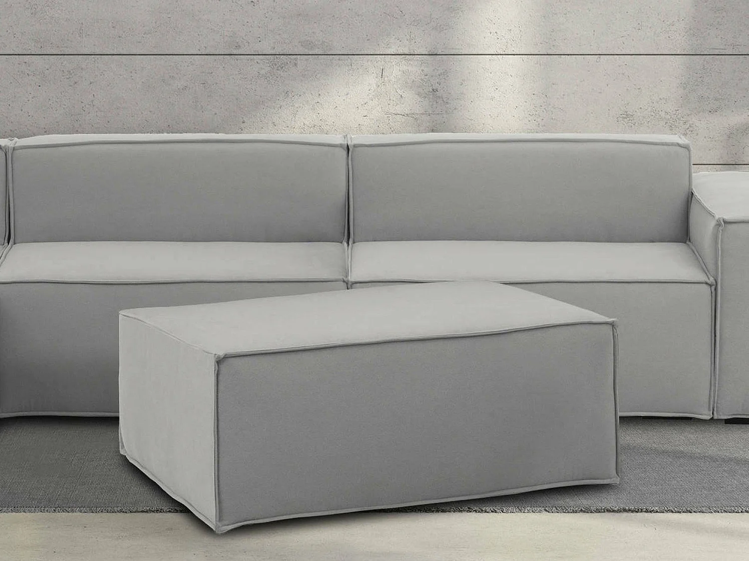 Pufe Dabdella, Pufe de sala, 100% Fabricado na Itália, Poltrona relaxante em tecido acolchoado, 100x70h43 cm, Cinza