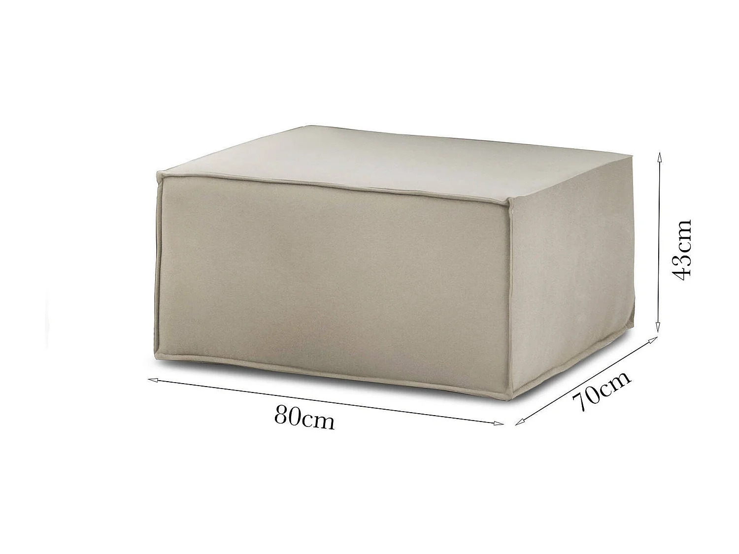 Pouf Dpancar, Pouf de salon, Fauteuil relaxant en tissu rembourré, 100% Made in Italy, 80x70h43 cm, Taupe