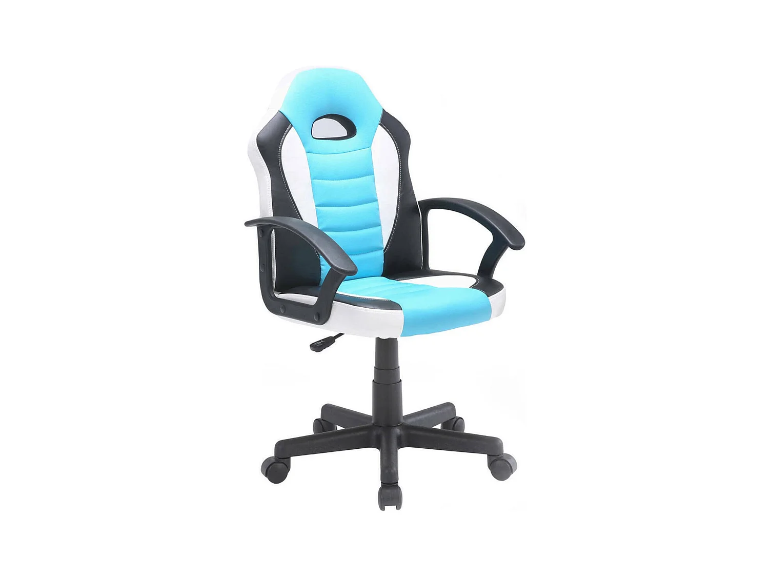 Chaise de jeu Hervey, Fauteuil de jeu pour enfants, Chaise de bureau, 56x55h89/100 cm, Bleu et blanc
