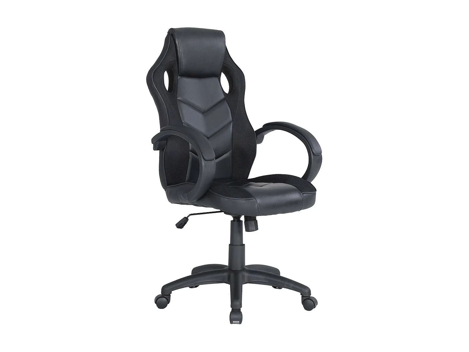 Dmora Sedia Ufficio Mindy Con Ruote Nero - Poltrona Regolabile Imbottita 5 Ruote, Design Moderno