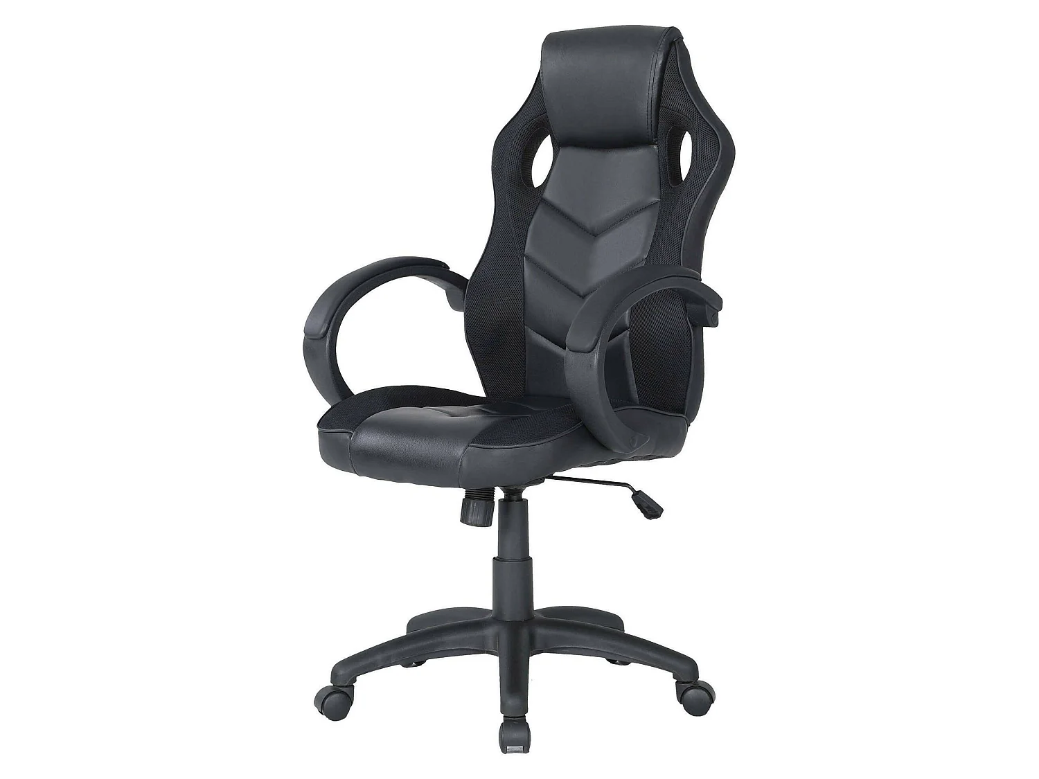 Chaise de jeu Caloundra, Fauteuil de jeu pour adultes, Chaise de bureau, 66x61h104/114 cm, Noir