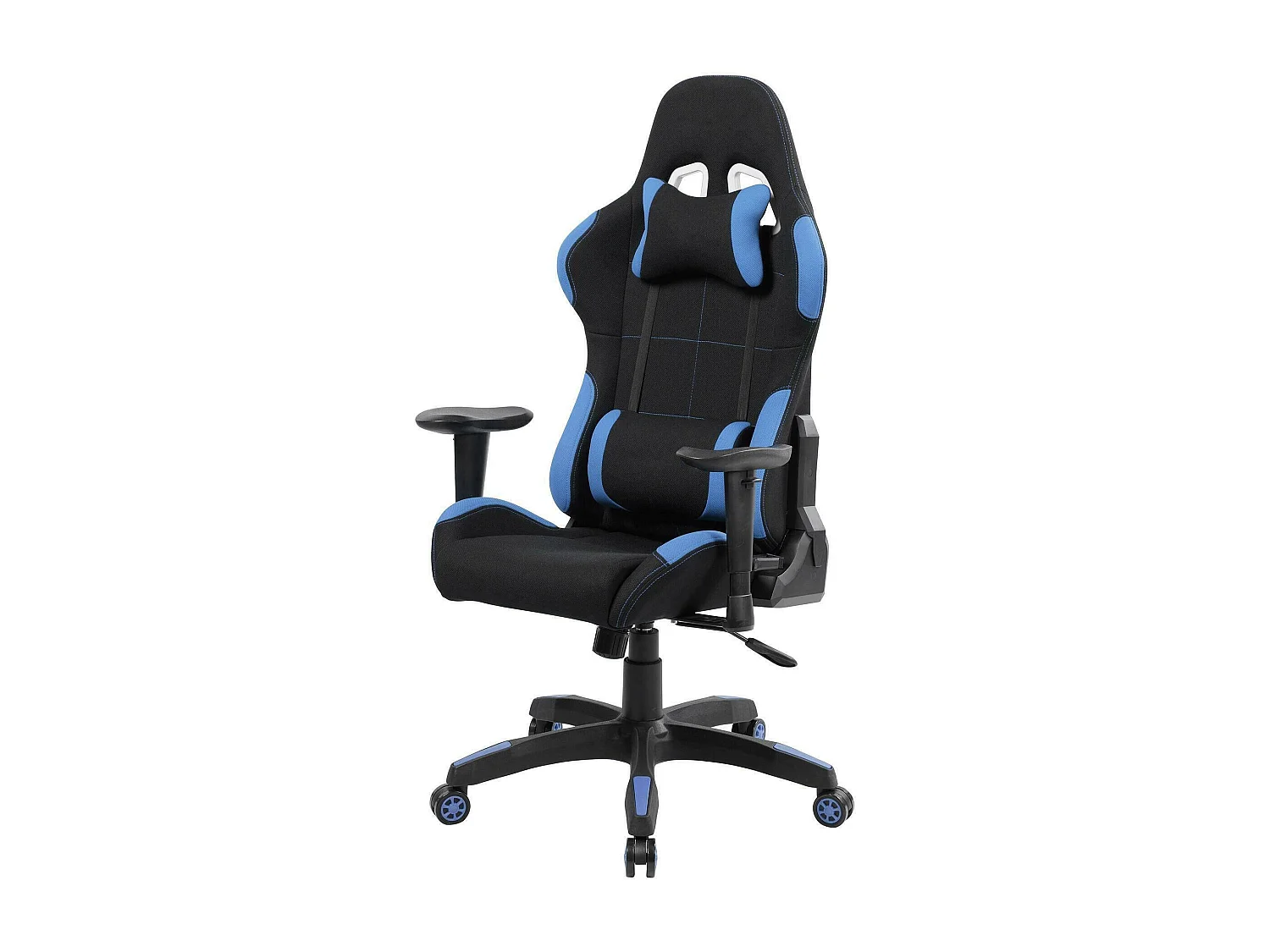 Silla gaming Bundaberg, Sillón gaming adulto, Silla de escritorio, 57x72h124/134 cm, Negro y Azul