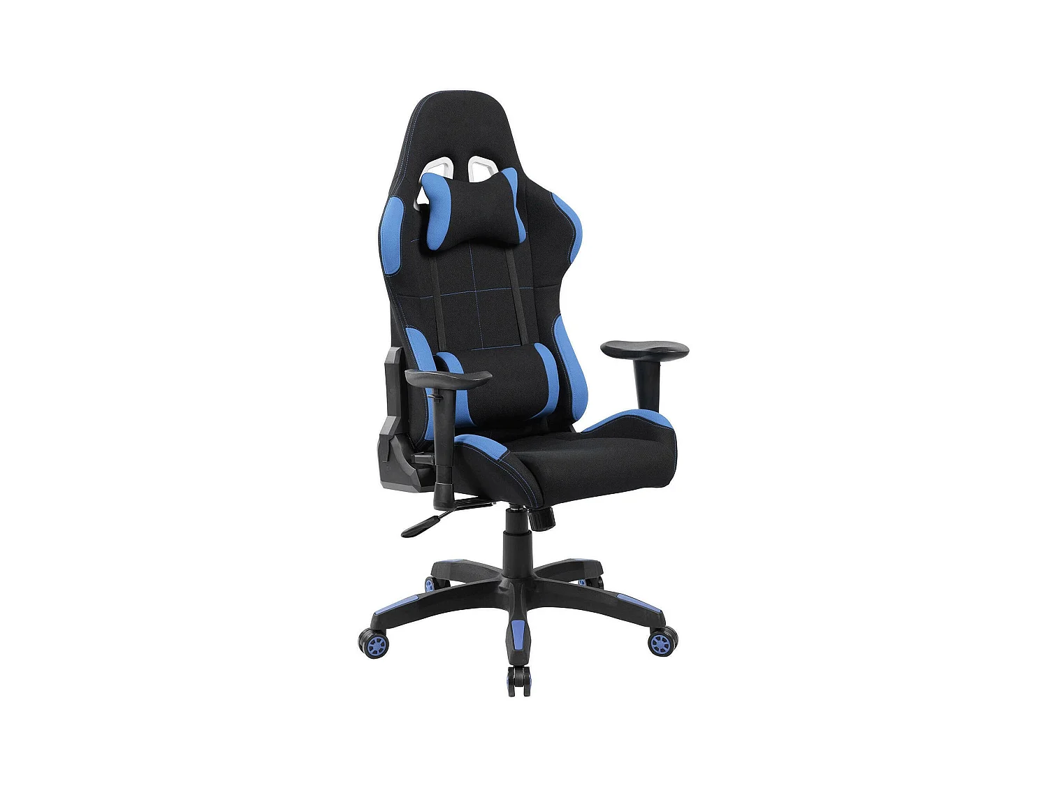 Chaise de jeu Bundaberg, Fauteuil de jeu pour adultes, Chaise de bureau, 57x72h124/134 cm, Noir et Bleu