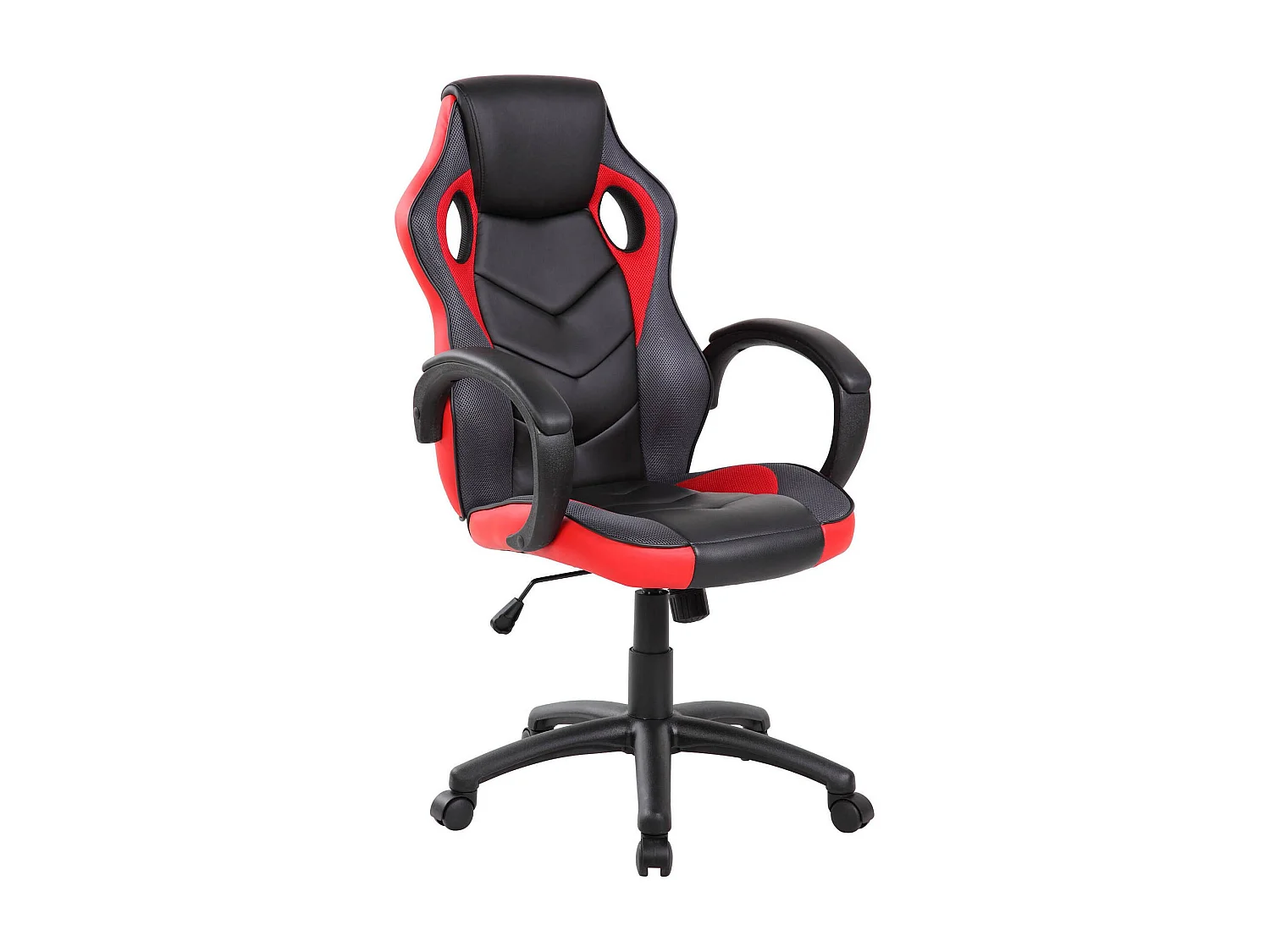Silla gaming Caloundra, Sillón gaming adulto, Silla de escritorio, 66x61h104/114 cm, Negro y Rojo