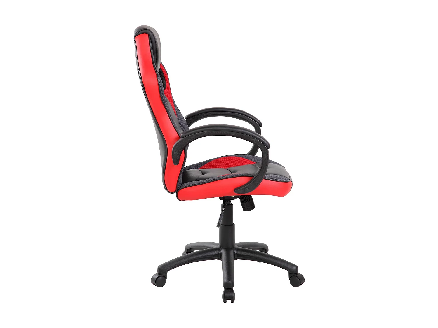 Silla gaming Caloundra, Sillón gaming adulto, Silla de escritorio, 66x61h104/114 cm, Negro y Rojo