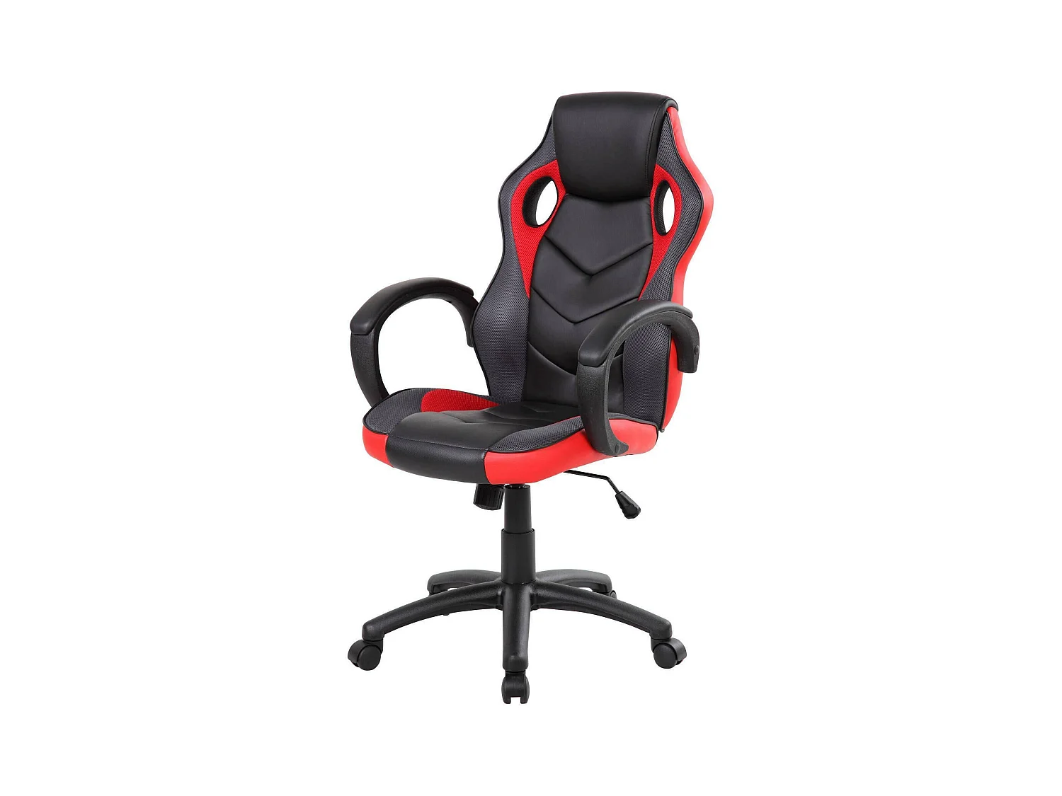 Gaming-Stühl Caloundra, Gaming-Sessel für Erwachsene, Schreibtischstuhl, 66x61h104/114 cm, Schwarz und Rot